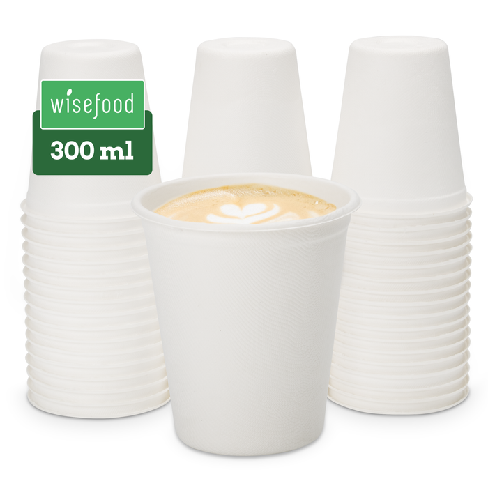 Gobelet à café bagasse 300ml - gobelet Ø 90mm - gobelet jetable canne à sucre