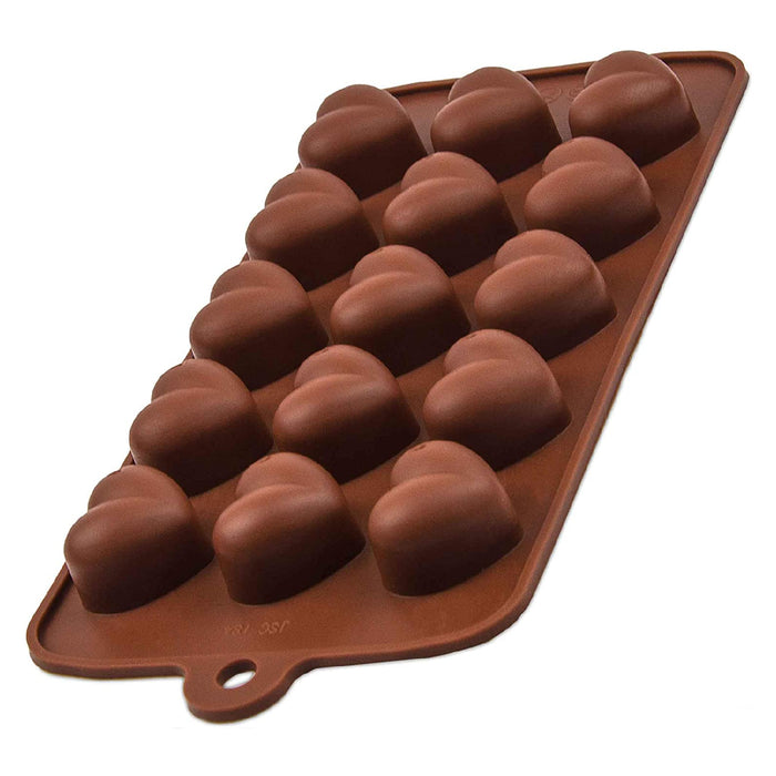 Coeurs de moule en silicone - marron 21 x 10,5 x 2 cm - moule en silicone pâtisserie, savon et plus - moule à pâtisserie