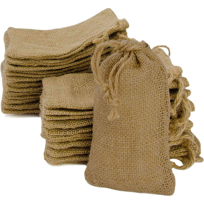 Sac en jute - sac en jute naturel 9x15cm (fibre naturelle) - lot de 24 sacs en jute