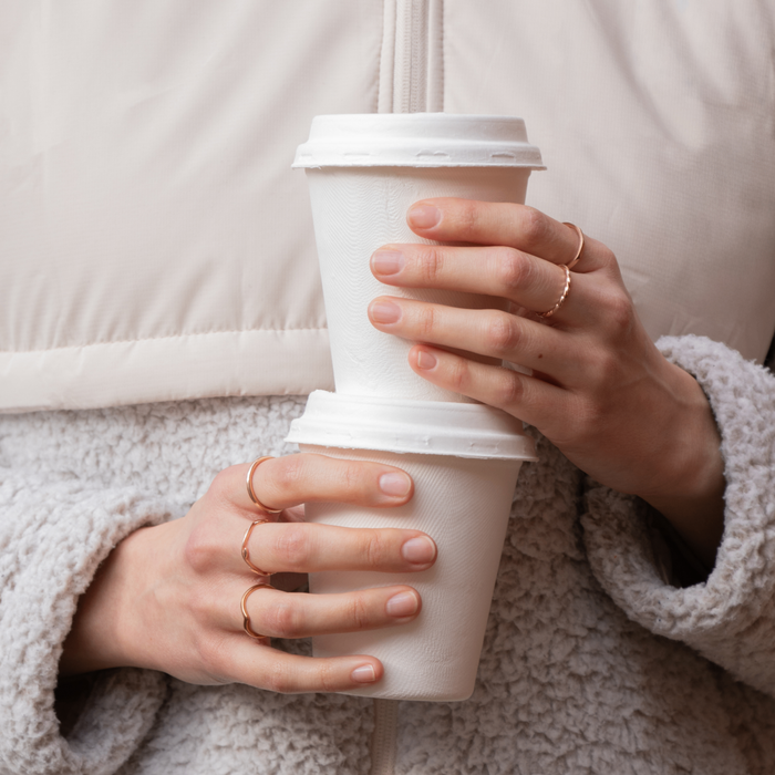 Ensemble de tasses à café à emporter avec couvercle, 300 ml, bagasse, Ø 9 cm