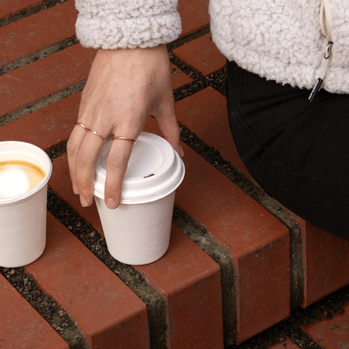 Ensemble de tasses à café à emporter avec couvercle, 300 ml, bagasse, Ø 9 cm