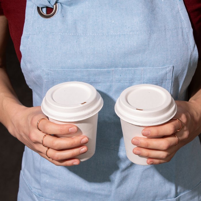 Ensemble de tasses à café à emporter avec couvercle, 300 ml, bagasse, Ø 9 cm