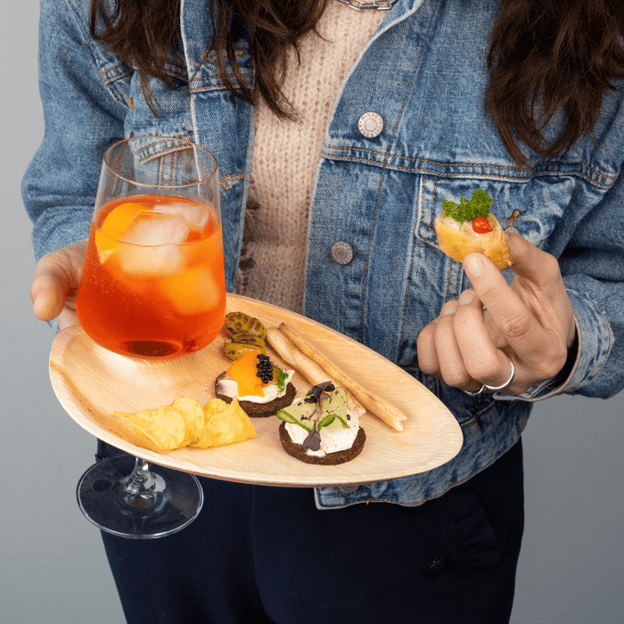 Assiette à cocktail LEEF, feuille de palmier, 24 cm x 17,5 cm x 1,5 cm