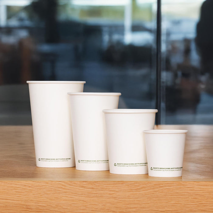 Gobelet en papier compostable à emporter, 200 ml, blanc