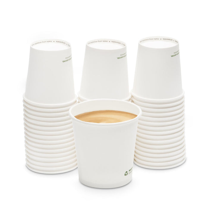 Gobelet en papier compostable à emporter, 100 ml, blanc