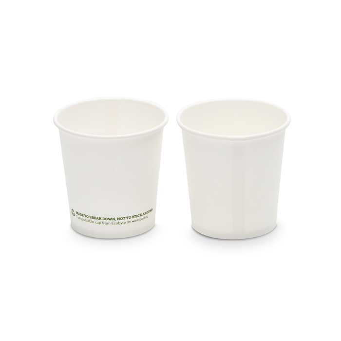 Gobelet en carton bio, 100 ml, compostable, certifié FSC®, simple paroi, blanc