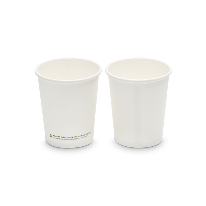 Gobelets en carton bio, 200 ml, compostables, certifiés FSC®, à simple paroi, blancs