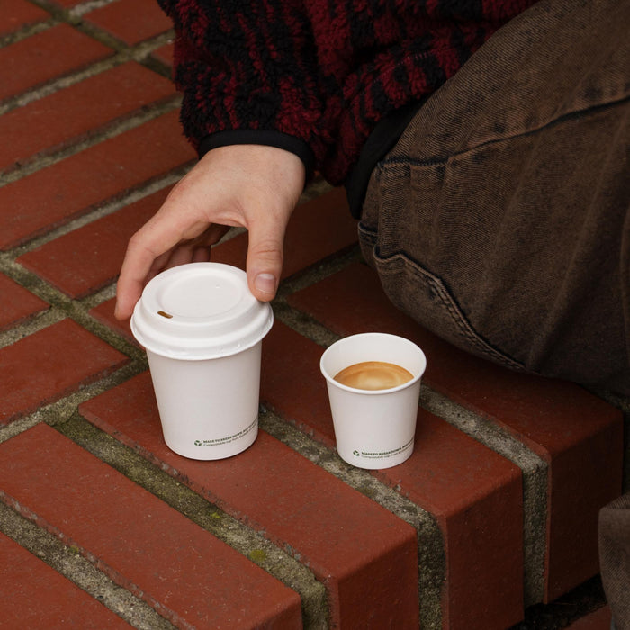 Gobelet en papier compostable à emporter, 200 ml, blanc
