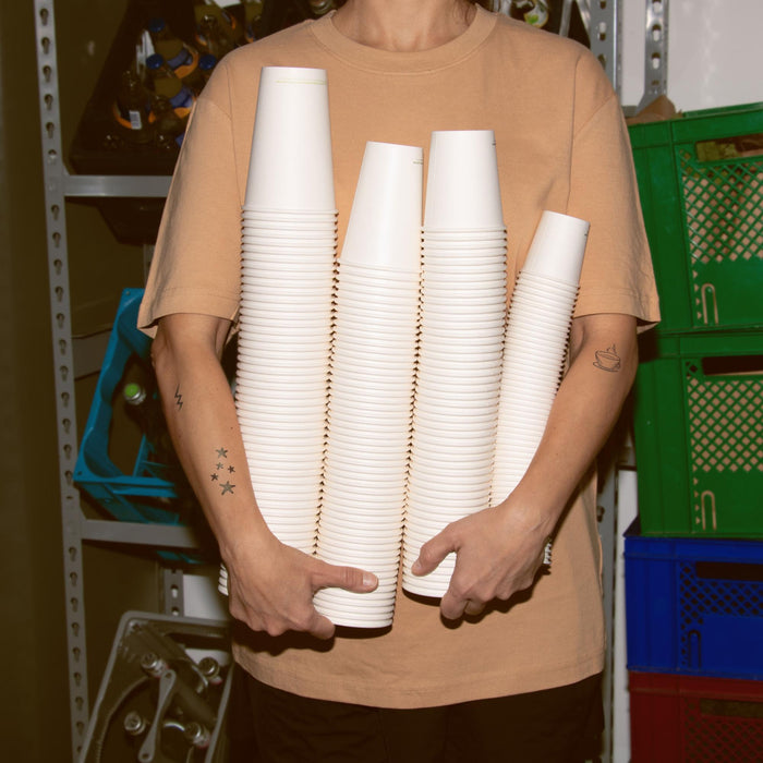 Gobelet en papier compostable à emporter, 200 ml, blanc