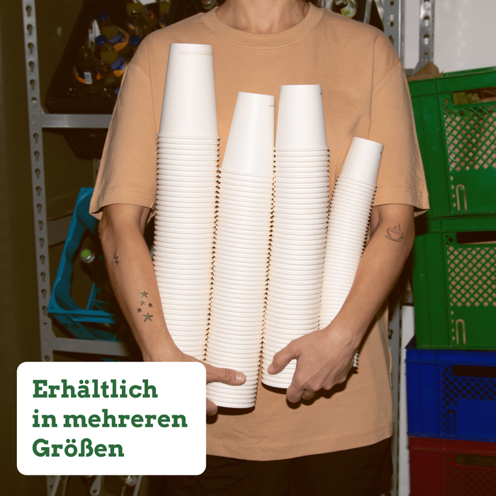 Gobelets en carton bio, 200 ml, compostables, certifiés FSC®, à simple paroi, blancs