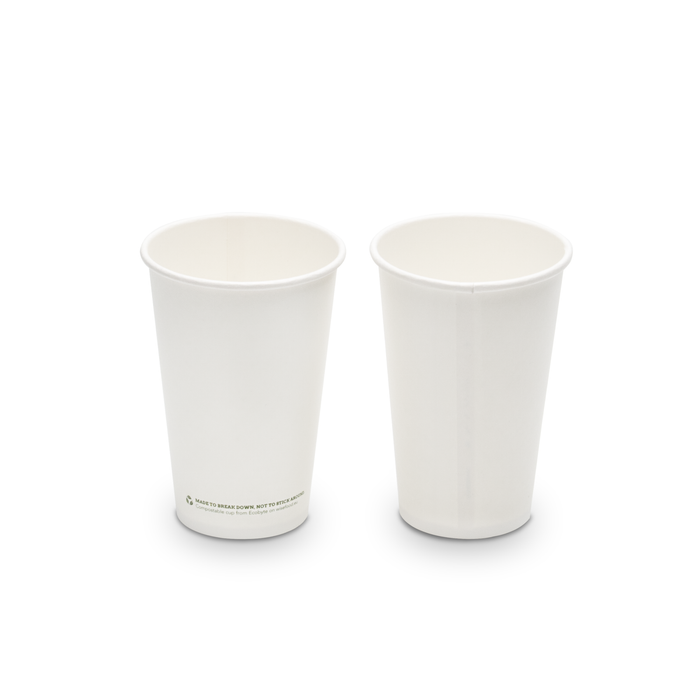 Gobelets en carton bio, 300 ml, compostables, certifiés FSC®, à paroi simple, blancs
