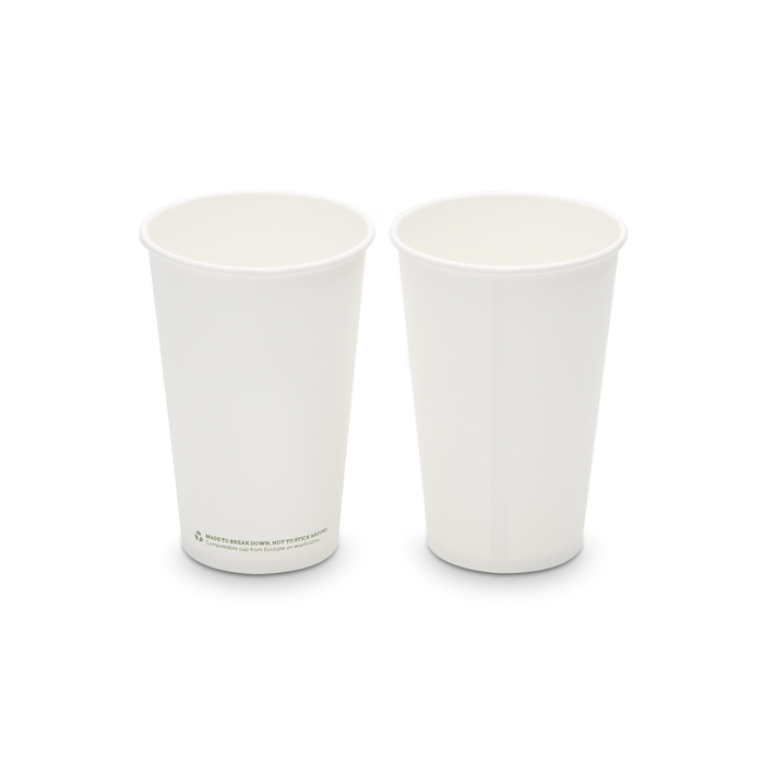 Gobelet en carton bio, 400 ml, compostable, certifié FSC®, simple paroi, blanc