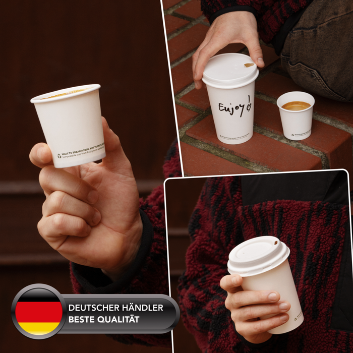 Gobelet en carton bio, 400 ml, compostable, certifié FSC®, simple paroi, blanc