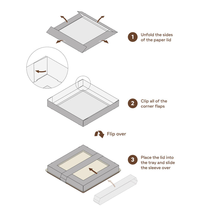 Plateau de service durable pour vos réceptions, fabriqué à partir de feuilles de palmier avec fenêtre transparente, LEEF, 27 × 27 × 5,5 cm