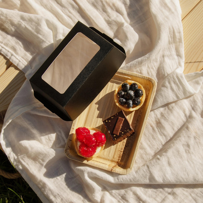 Boîte à sushis bio à emporter, en feuille de palmier avec fenêtre transparente, LEEF, 17 × 12 × 5 cm