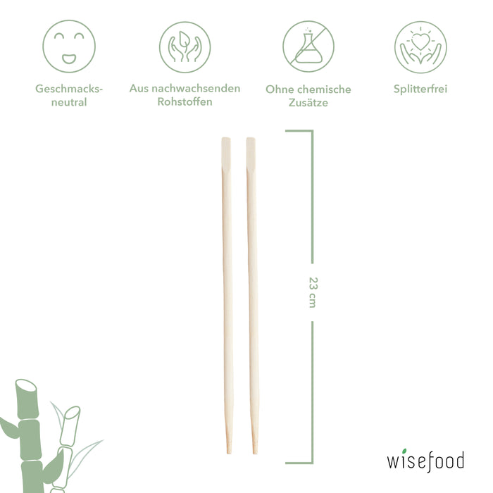 Baguettes en bambou emballées individuellement 23 cm
