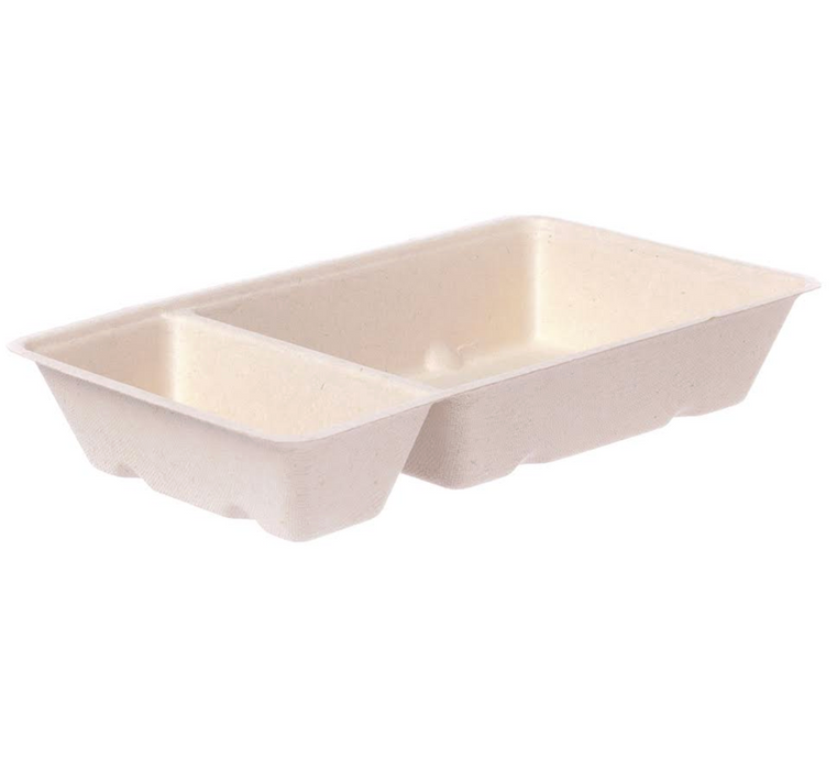 Bol à snack A20 (A14+1) 2 compartiments 20,5x11,8x3,4cm Bagasse