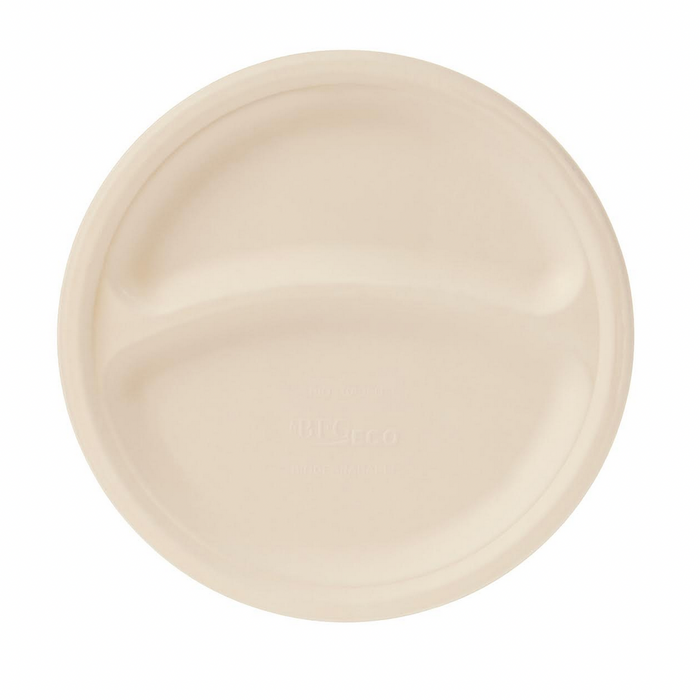 Assiette compartimentée (2 portions) Ø 22,5 cm Bagasse