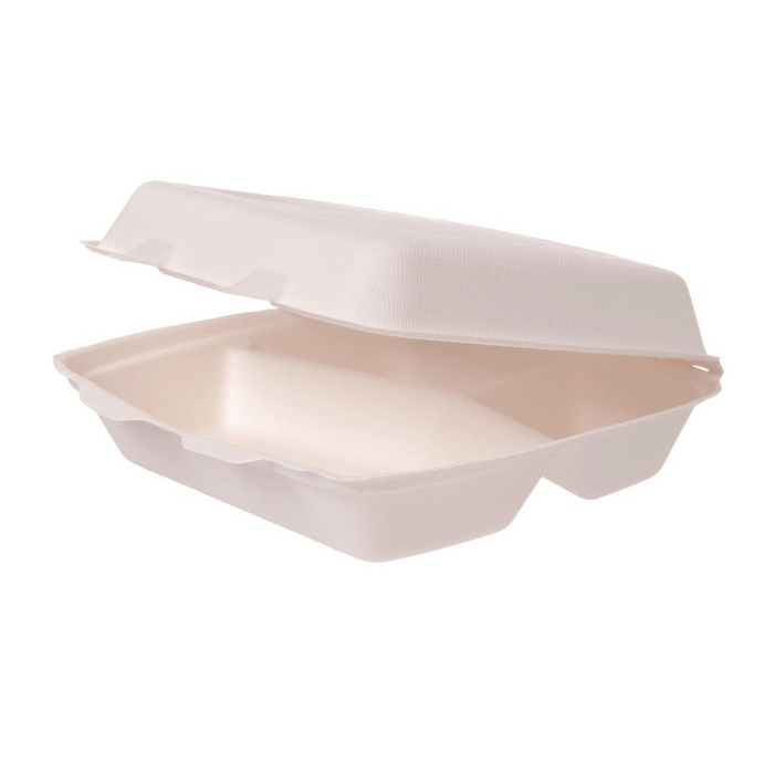 Boîte à menu IP4/3 Carré 3 compartiments 24,4x20,8x7cm Bagasse