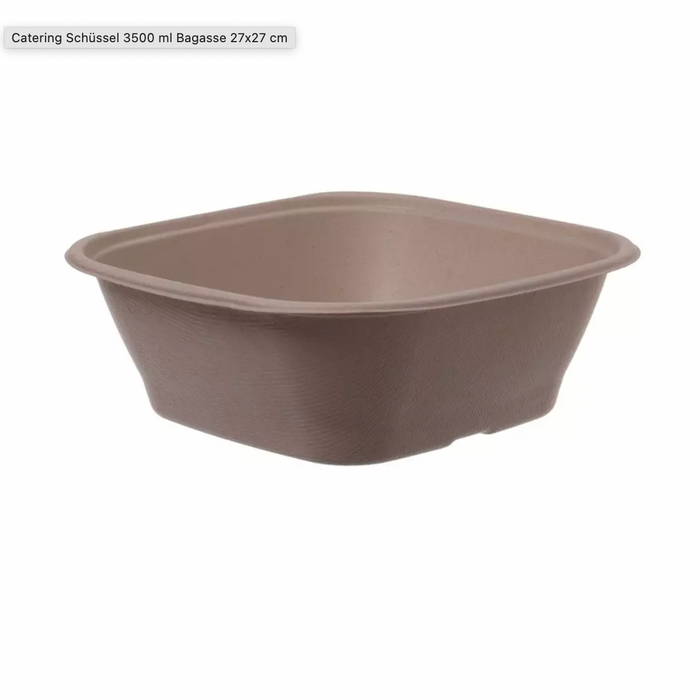 Bol à menu carré moyen marron 27x27x9cm Bagasse