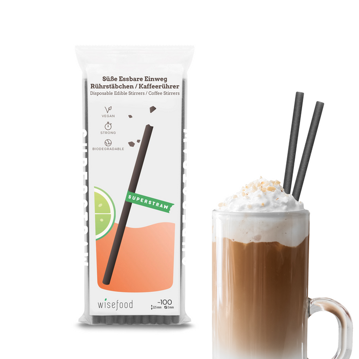 Agitateurs comestibles jetables / Agitateurs à café - 9,4 cm de long (café, cacao, boissons chaudes)
