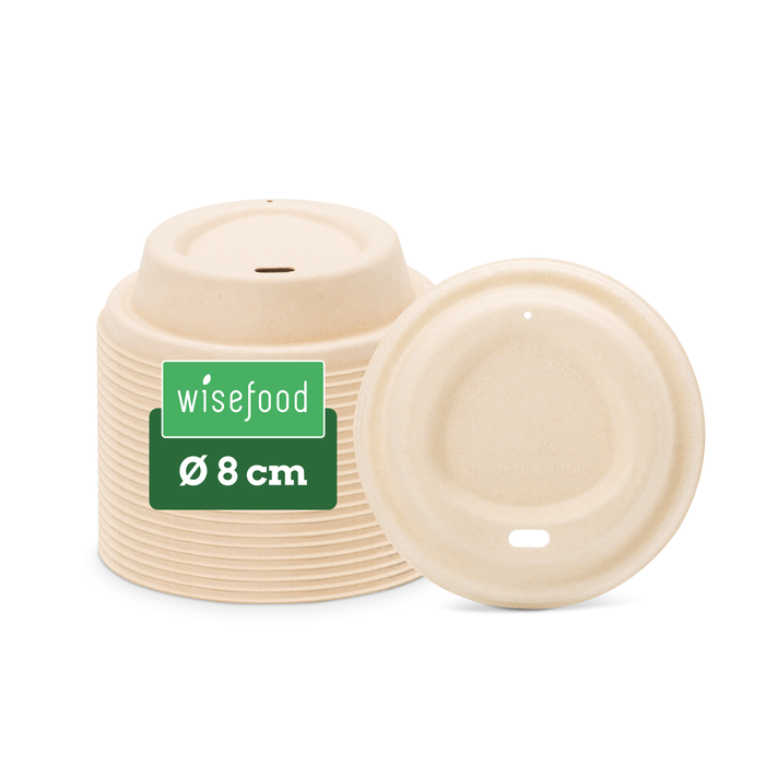 Couvercle à emporter pour gobelet carton bio 200 ml, bagasse, durable & robuste, marron, Ø 8 cm