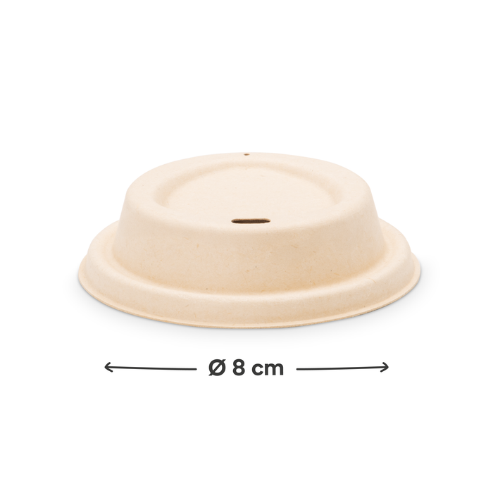Couvercle à emporter pour gobelet carton bio 200 ml, bagasse, durable & robuste, marron, Ø 8 cm