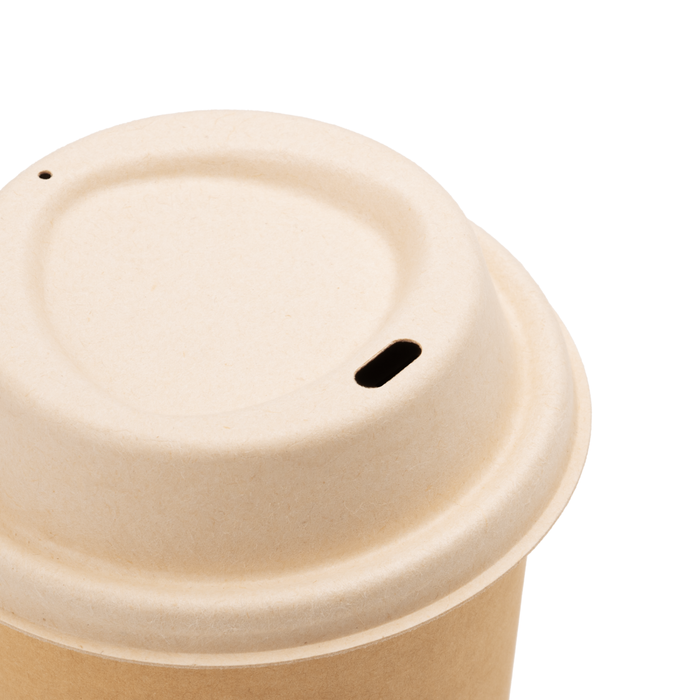 Couvercle à emporter pour gobelet carton bio 200 ml, bagasse, durable & robuste, marron, Ø 8 cm