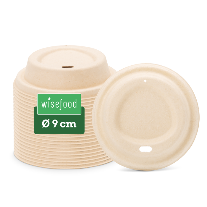 Couvercle en bagasse pour gobelets à emporter, Ø 8 cm, marron, durable, stable et adapté aux gobelets en carton