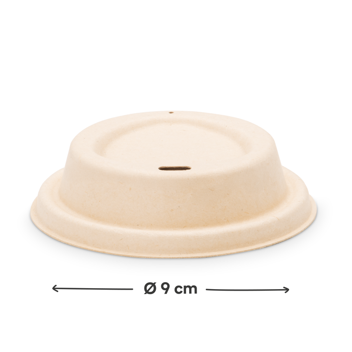 Couvercle en bagasse pour gobelets à emporter, Ø 8 cm, marron, durable, stable et adapté aux gobelets en carton