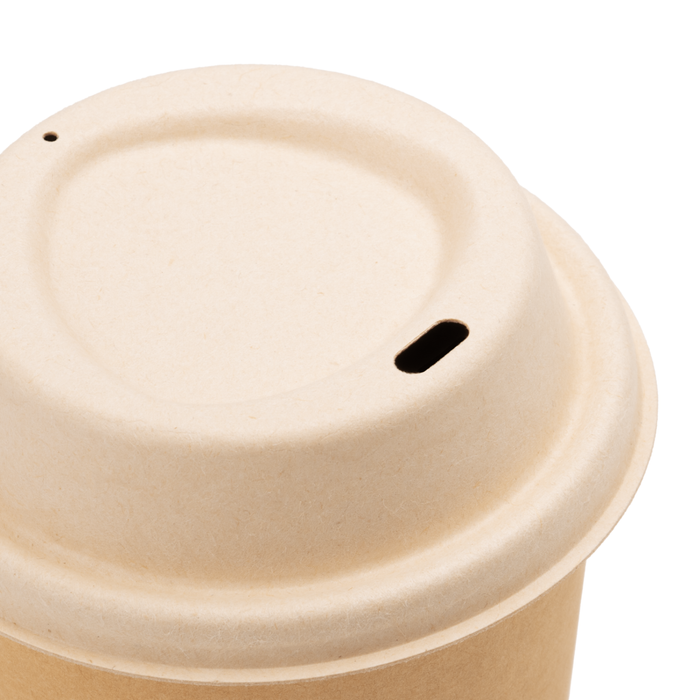 Couvercle en bagasse pour gobelets à emporter, Ø 8 cm, marron, durable, stable et adapté aux gobelets en carton