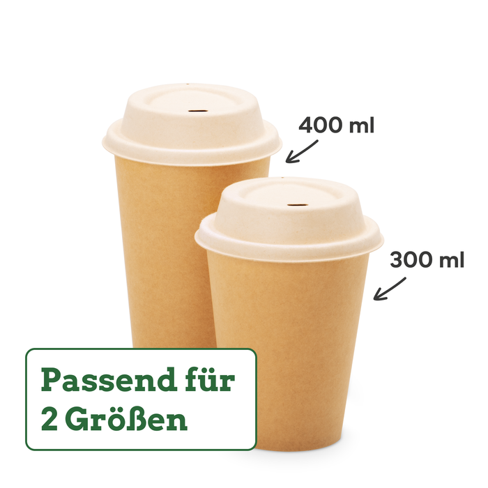 Couvercle en bagasse pour gobelets à emporter, Ø 8 cm, marron, durable, stable et adapté aux gobelets en carton