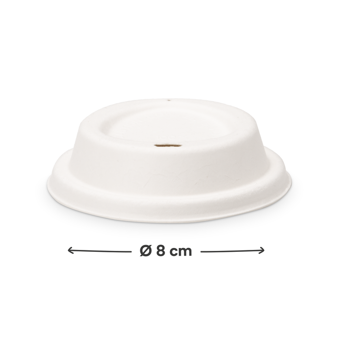 Couvercle en bagasse pour gobelets à emporter, Ø 8 cm, marron, durable, stable et adapté aux gobelets en carton