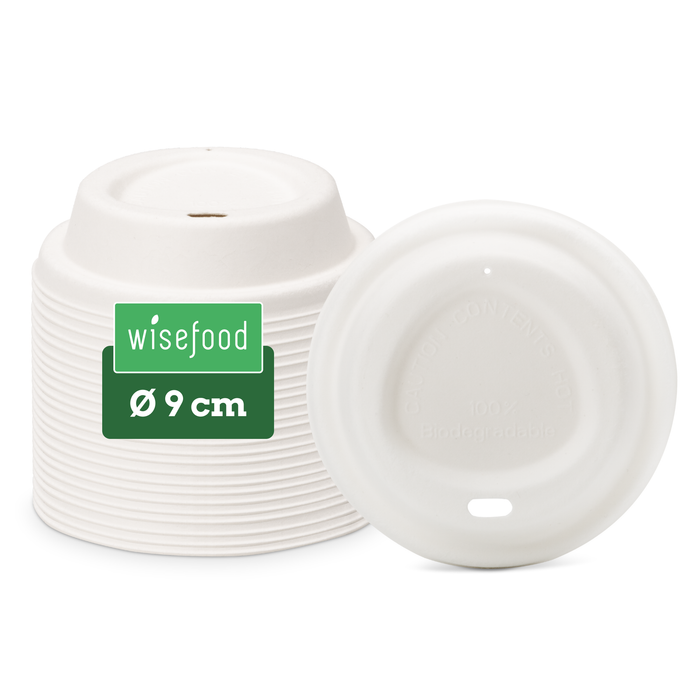 Couvercle en bagasse pour gobelets à emporter, Ø 8 cm, marron, durable, stable et adapté aux gobelets en carton