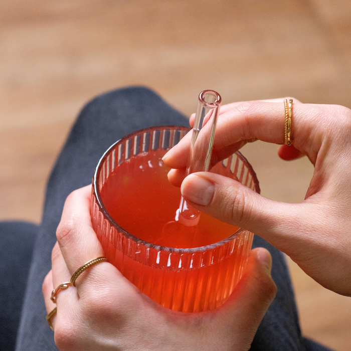 Set de pailles en verre : 19 pailles + 4 pinceaux