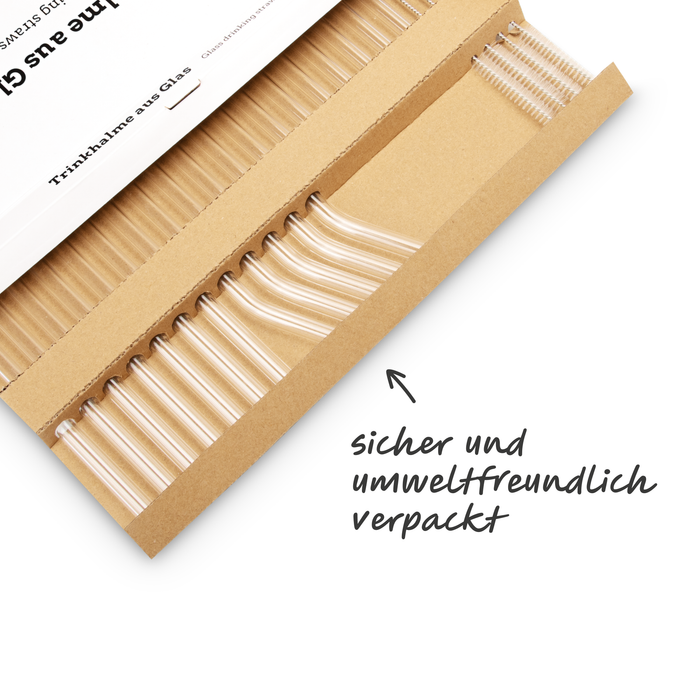 Set de pailles en verre : 19 pailles + 4 pinceaux