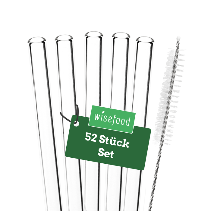 Lot de pailles en verre : 50 pailles + 2 pinceaux