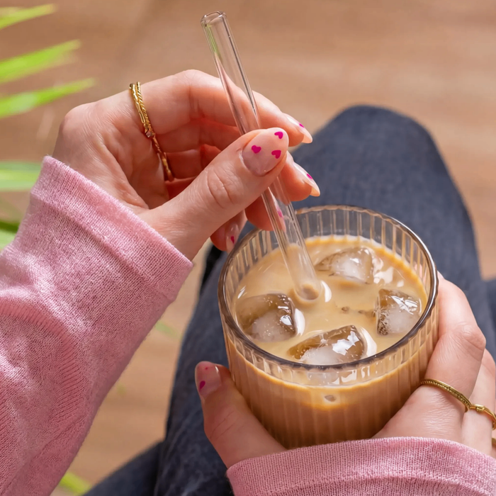Lot de pailles en verre : 50 pailles + 2 pinceaux