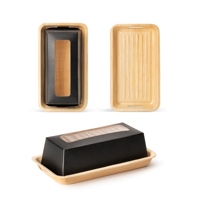 Boîte à sushis bio à emporter, en feuille de palmier avec fenêtre transparente, LEEF, 18 × 10 × 5 cm