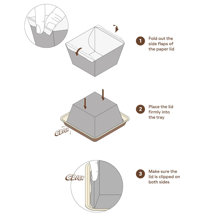 Boîte à emporter pour burger bio, en feuille de palmier avec couvercle en papier, LEEF, 17 x 17 x 8 cm