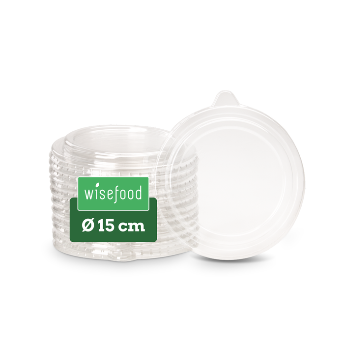 Couvercles en PET pour bols en carton de 500, 650 et 800 ml, stables et parfaitement adaptés, transparents, Ø 15 cm