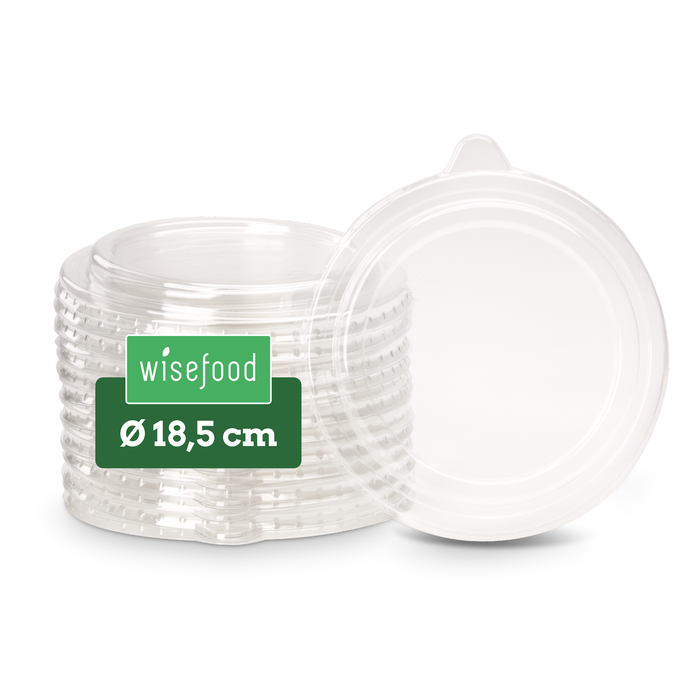 Couvercle en PET pour barquette en carton de 1000 ml, stable et ajusté, transparent, Ø 18,5 cm