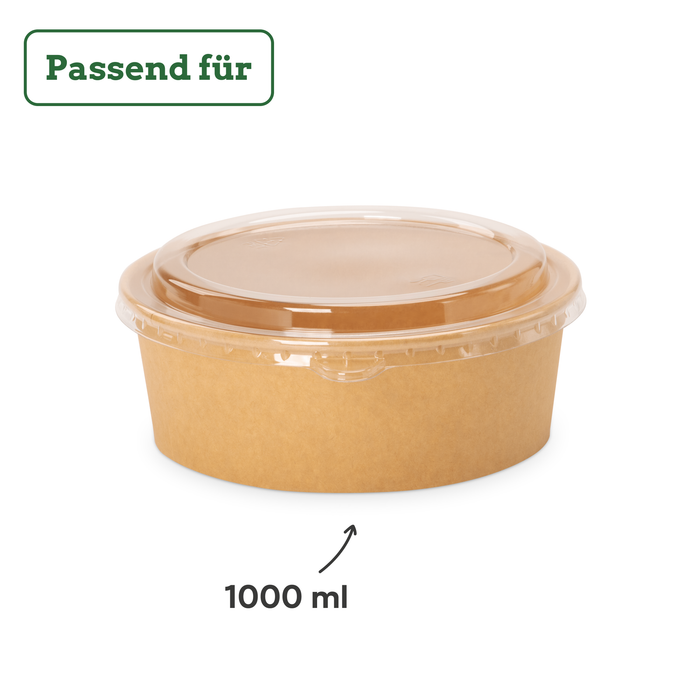 Couvercle en PET pour barquette en carton de 1000 ml, stable et ajusté, transparent, Ø 18,5 cm