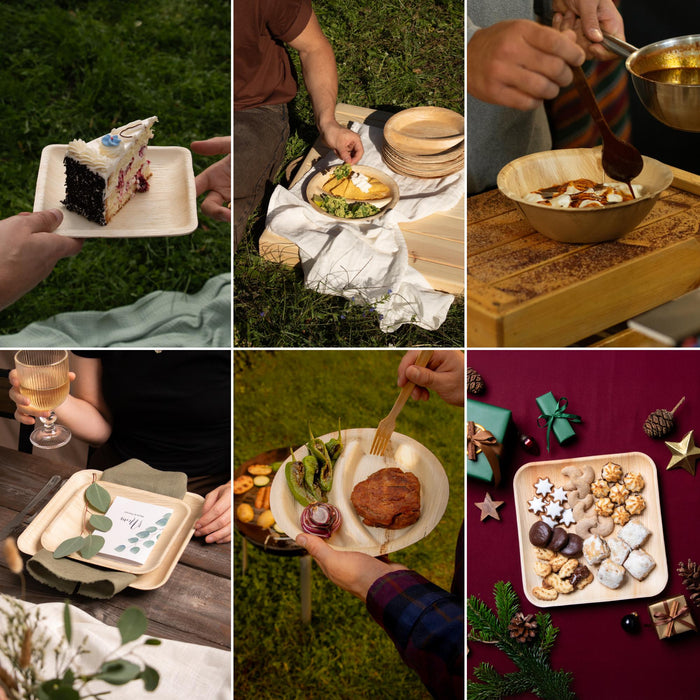 Assiette en feuille de palmier, ronde, en 2 parties, Ø 23 x 2,75 cm