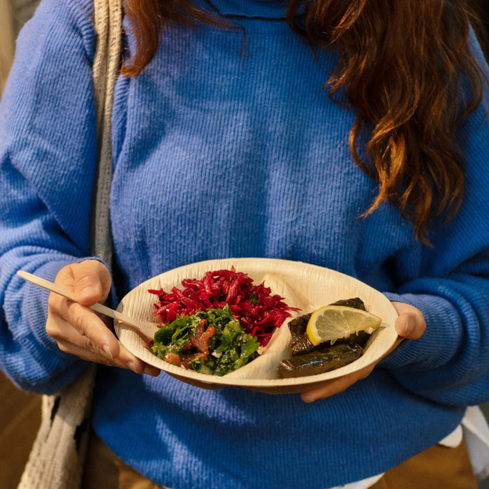 Assiette en feuille de palmier, ronde, en 2 parties, Ø 23 x 2,75 cm