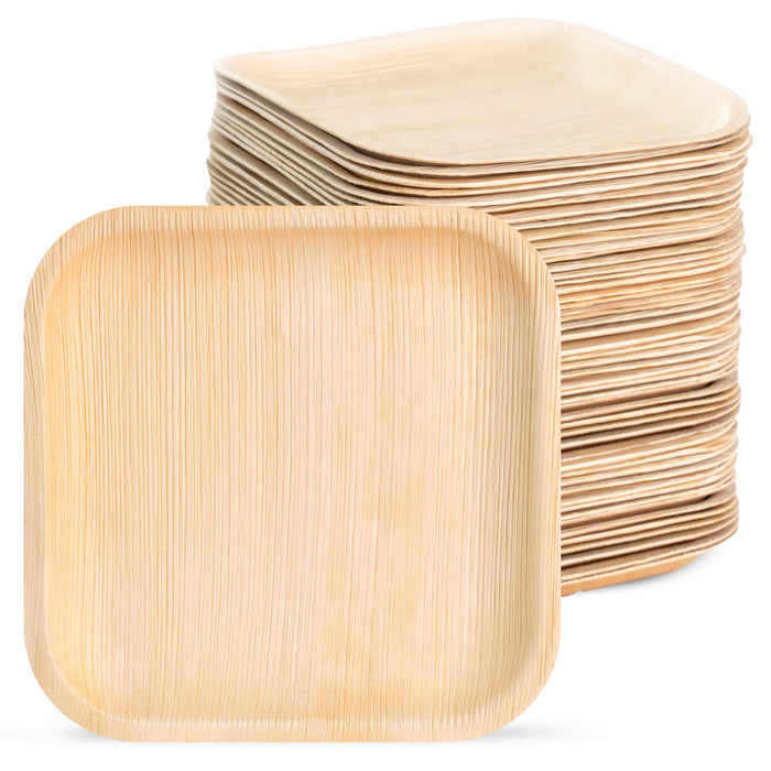 Assiette carrée feuille de palmier 18 x 18 cm