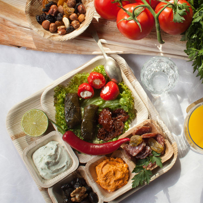 Bol en feuille de palmier, 50 ml, carré, 8 x 8 x 2 cm