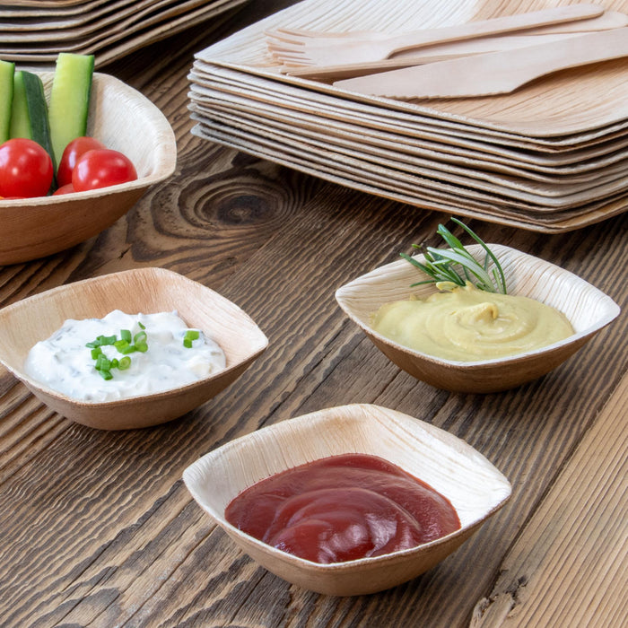 Bol en feuille de palmier, 75 ml, carré, 9 x 9 x 3 cm