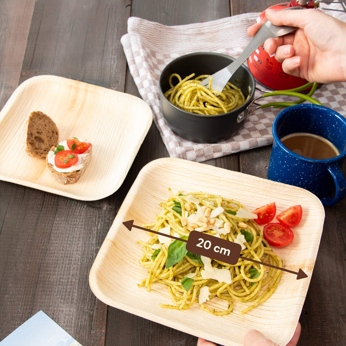 Assiette carrée feuille de palmier 20 x 20 cm