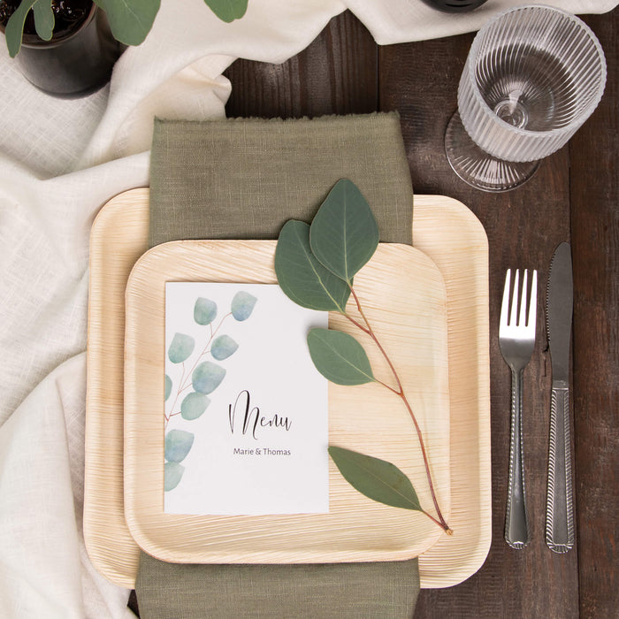 Assiette carrée feuille de palmier 20 x 20 cm